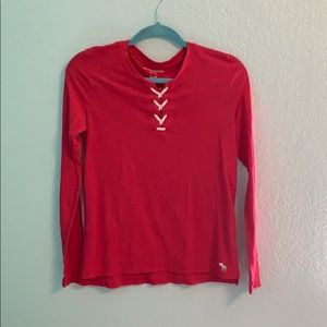 Abercrombie Bright Red shirt with laces
